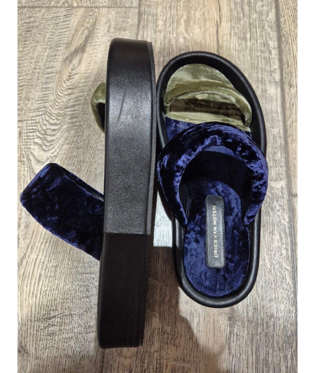 DRIES VAN NOTEN Мульти бархатные босоножки, фото 7