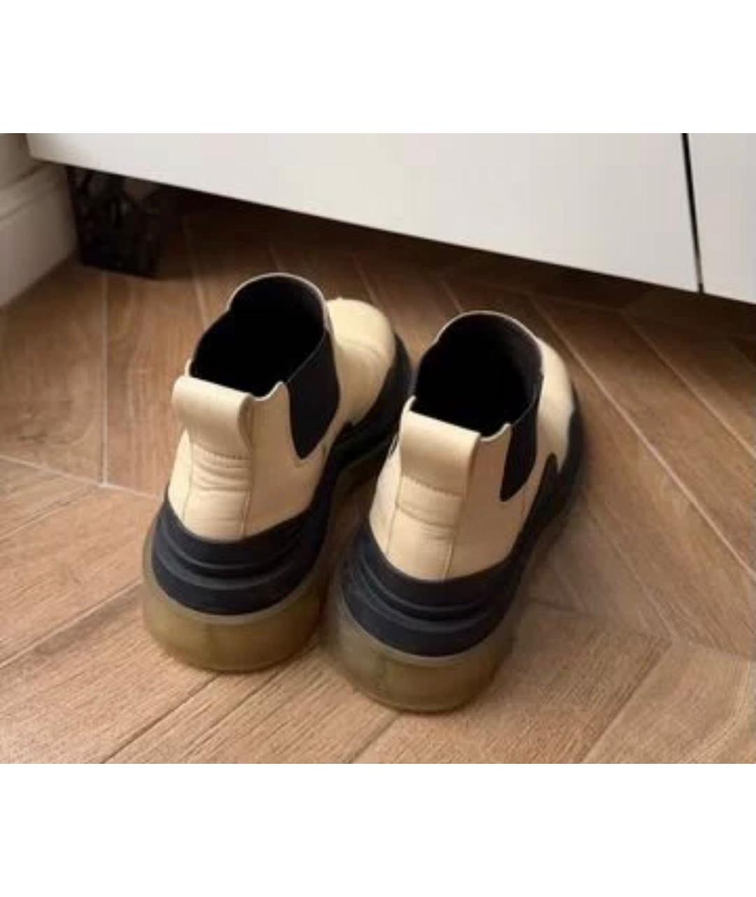 BOTTEGA VENETA Бежевые кожаные ботинки, фото 4