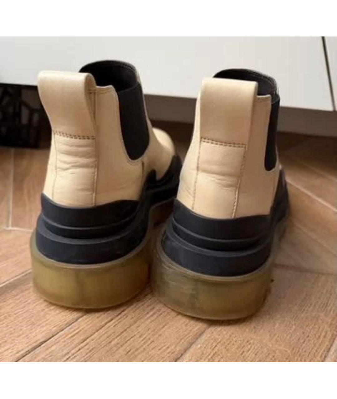 BOTTEGA VENETA Бежевые кожаные ботинки, фото 5