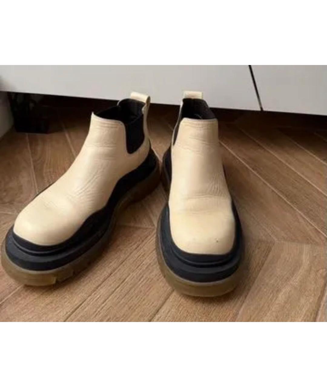 BOTTEGA VENETA Бежевые кожаные ботинки, фото 2