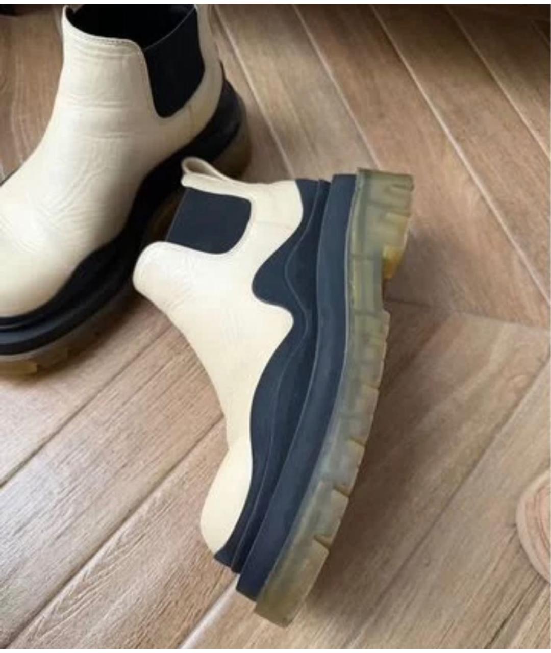 BOTTEGA VENETA Бежевые кожаные ботинки, фото 7