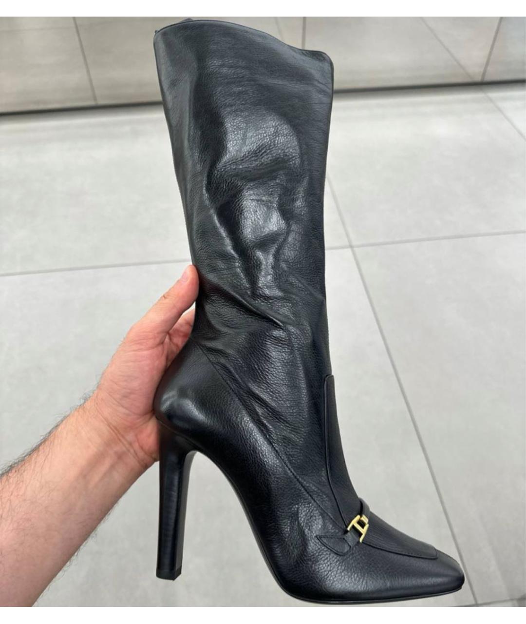 SAINT LAURENT Черные кожаные сапоги, фото 3