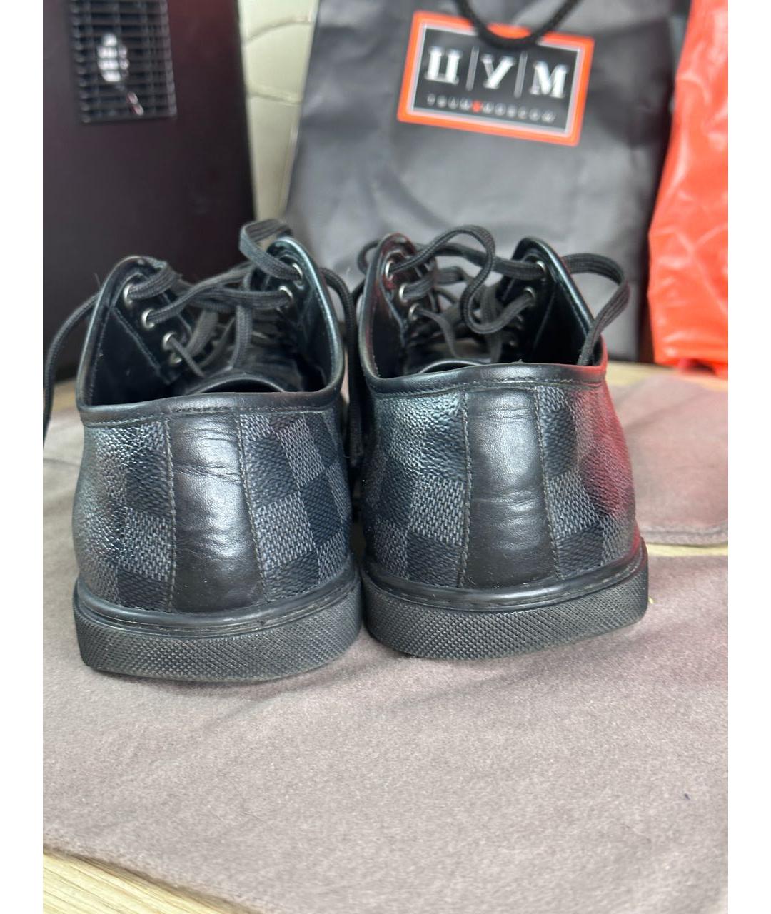 LOUIS VUITTON Черные кожаные низкие кроссовки / кеды, фото 4
