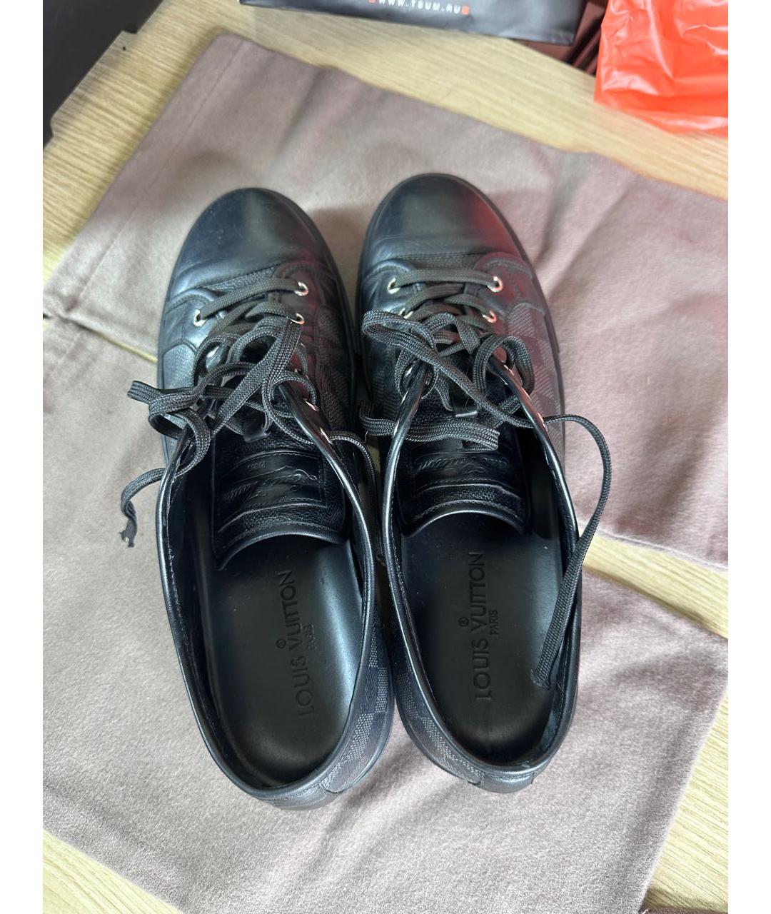 LOUIS VUITTON Черные кожаные низкие кроссовки / кеды, фото 3