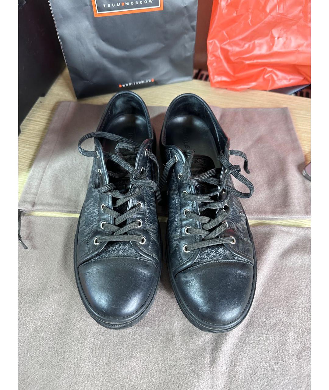 LOUIS VUITTON Черные кожаные низкие кроссовки / кеды, фото 2