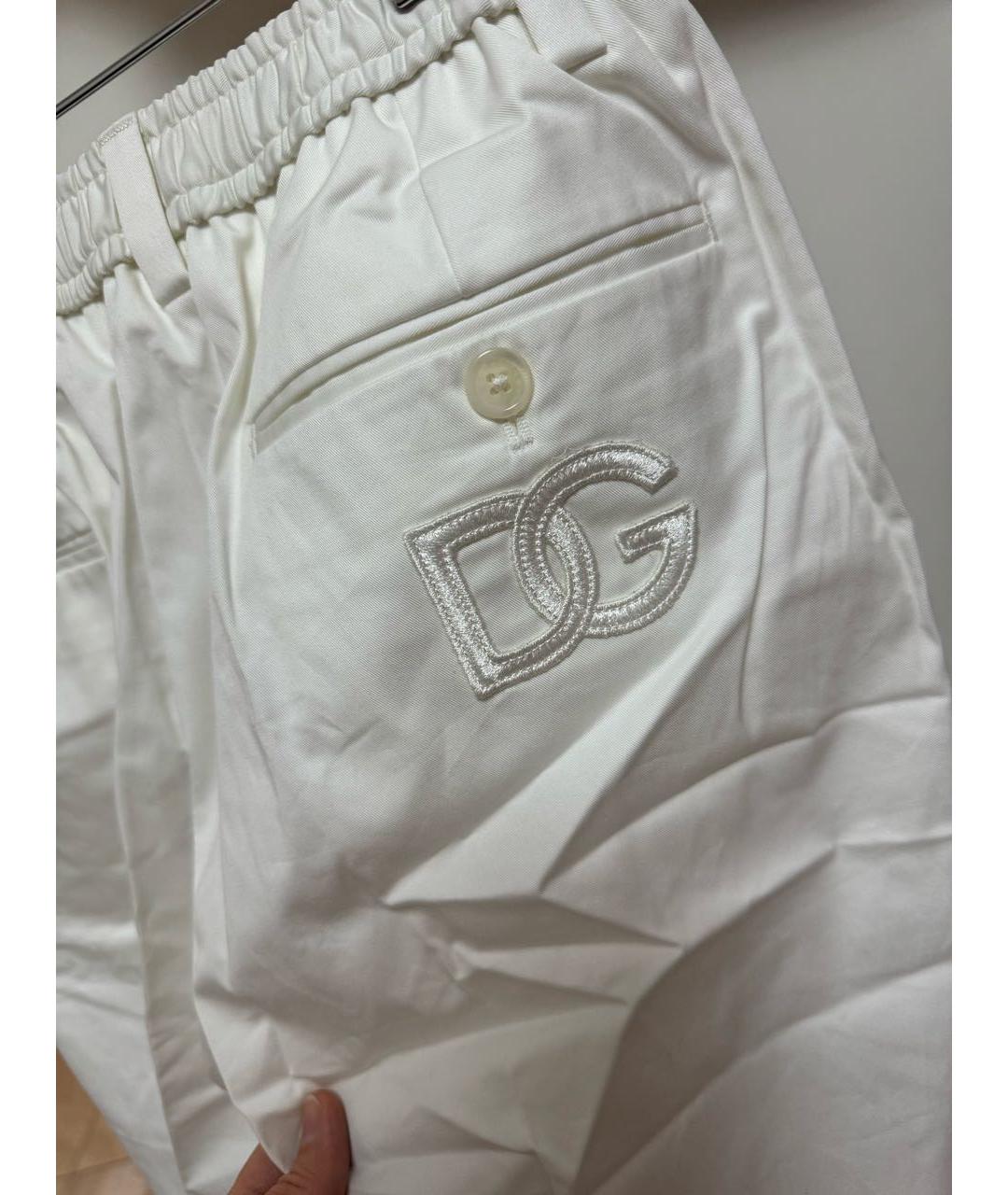 DOLCE&GABBANA Белые хлопковые классические брюки, фото 4