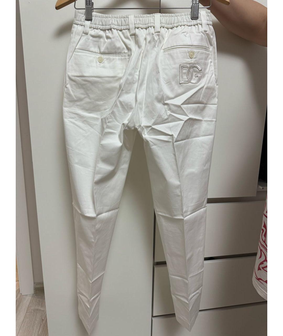 DOLCE&GABBANA Белые хлопковые классические брюки, фото 2