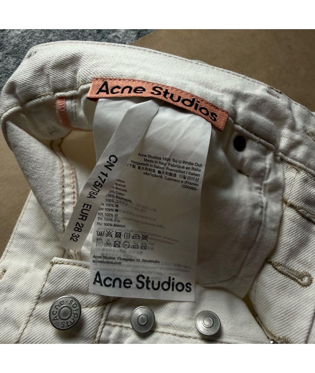 ACNE STUDIOS Бежевые хлопковые прямые джинсы, фото 8
