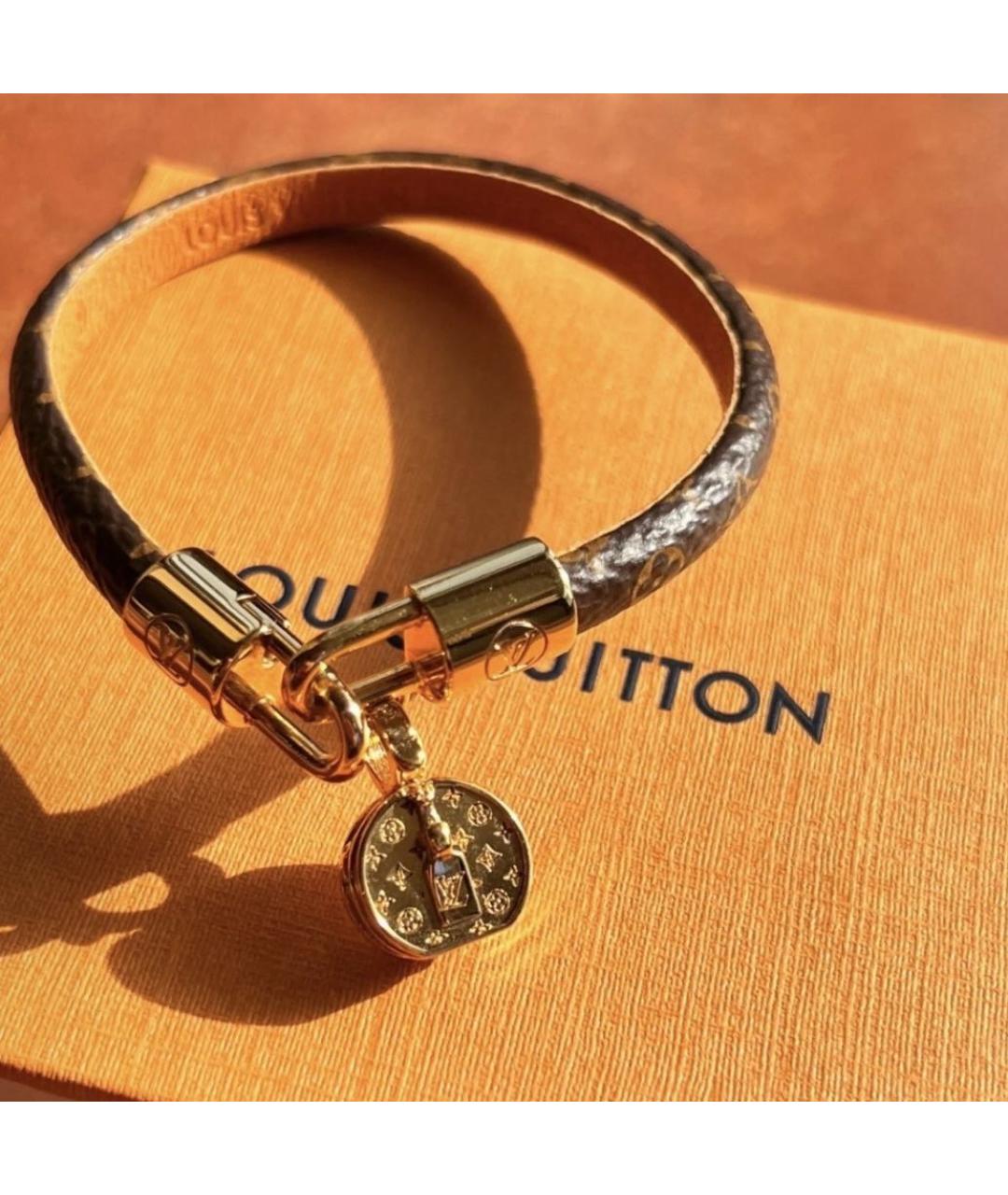 LOUIS VUITTON Черный кожаный браслет, фото 3