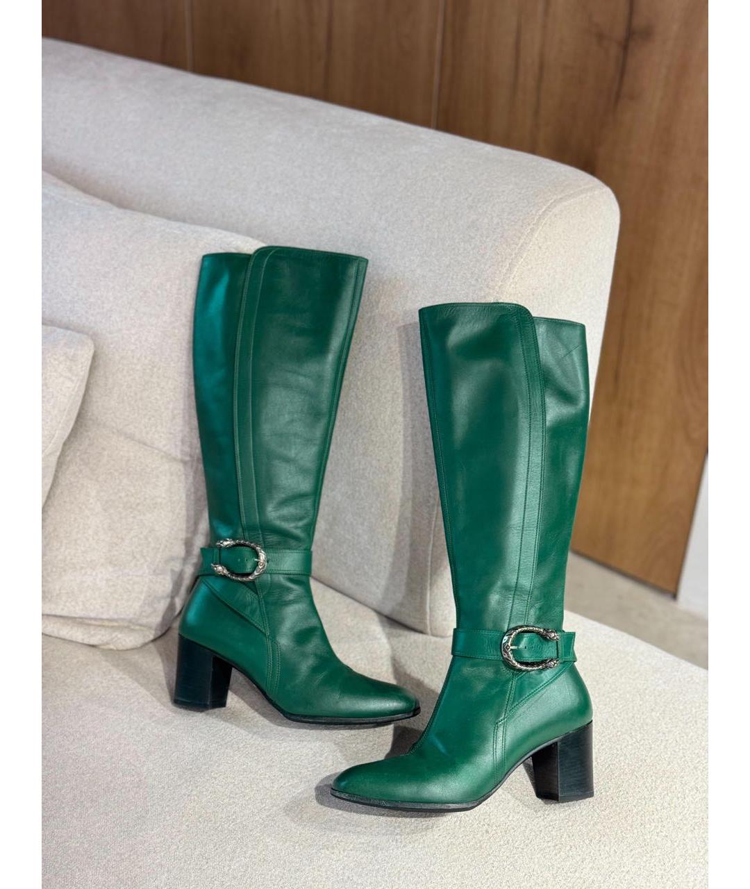 GUCCI Зеленые кожаные сапоги, фото 2