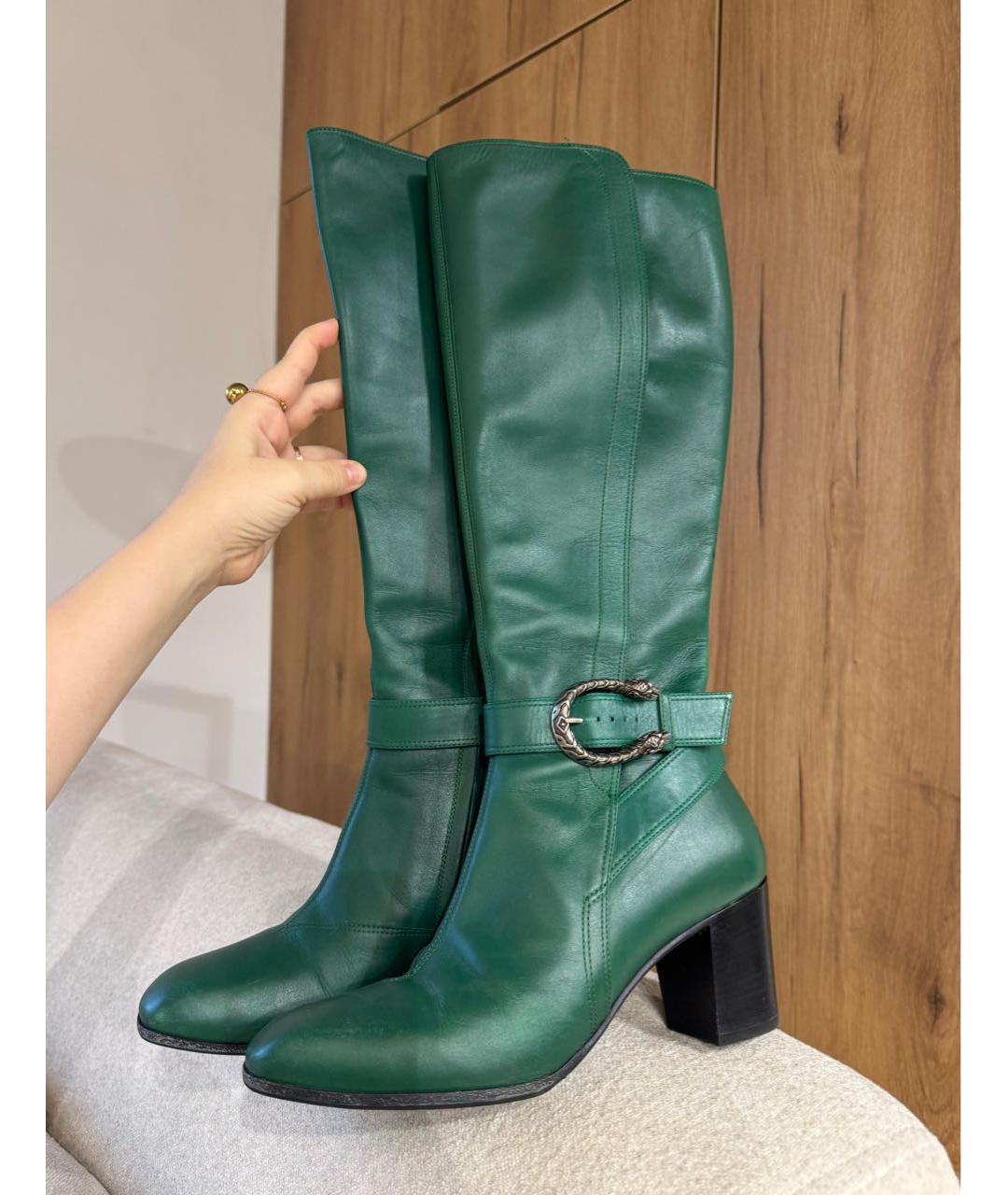 GUCCI Зеленые кожаные сапоги, фото 3