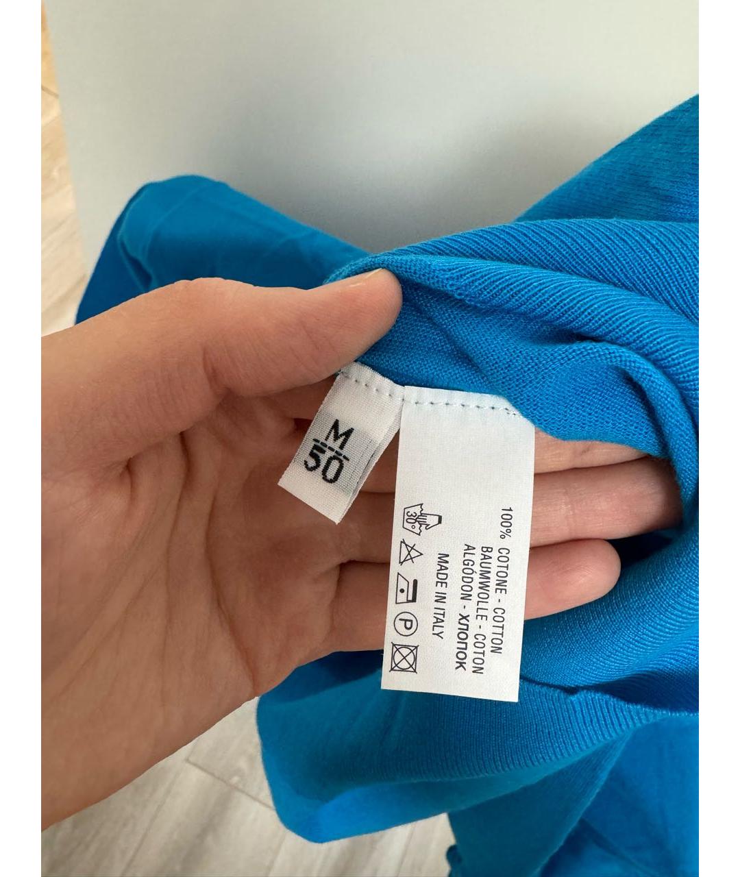 KITON Голубое хлопковое поло с коротким рукавом, фото 4