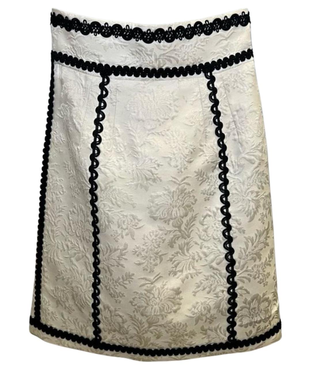 DOLCE&GABBANA Белая хлопковая юбка миди, фото 1