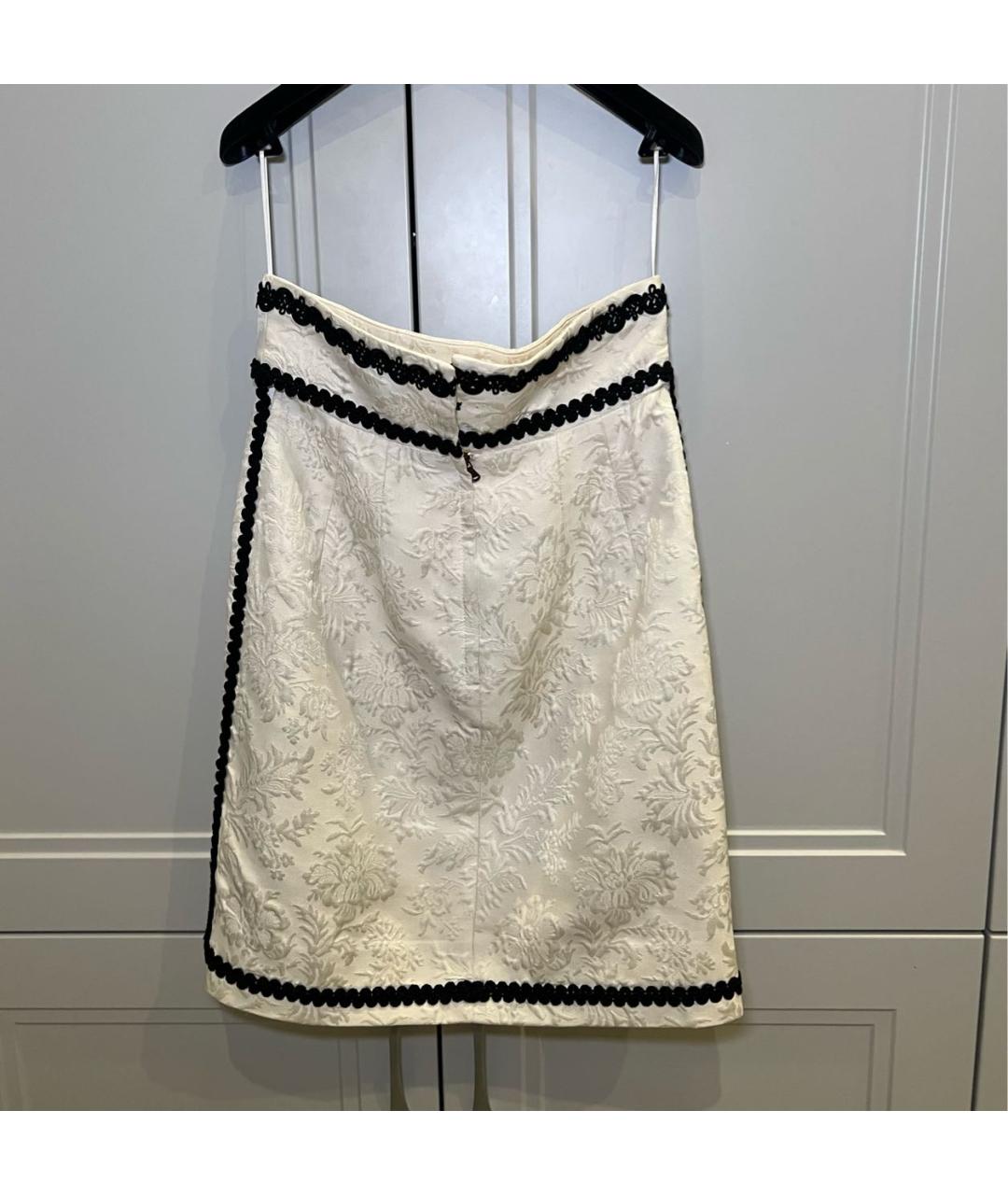 DOLCE&GABBANA Белая хлопковая юбка миди, фото 3