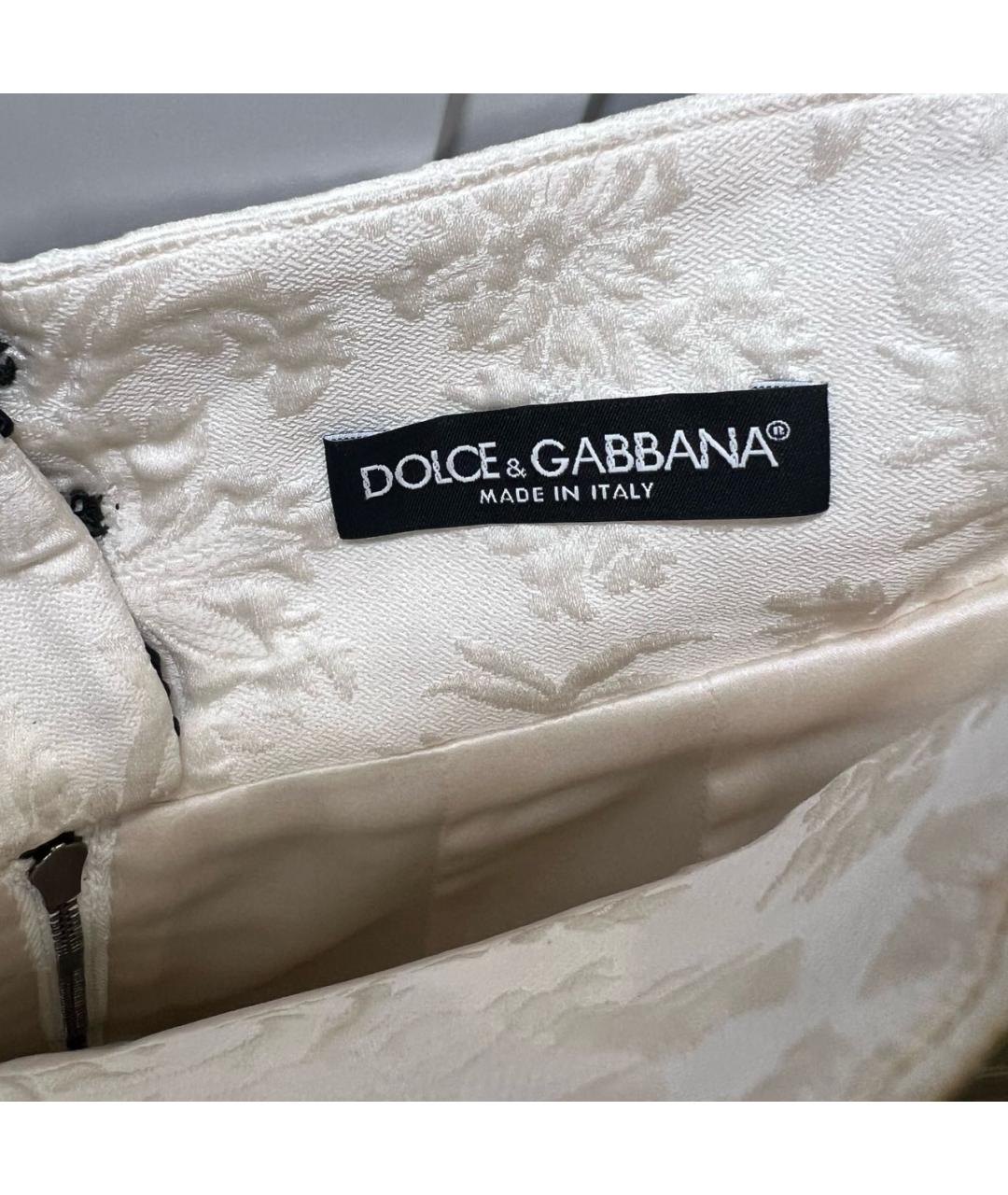DOLCE&GABBANA Белая хлопковая юбка миди, фото 4