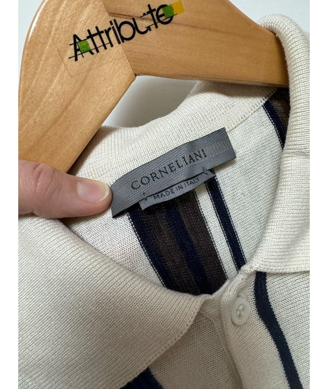 CORNELIANI Бежевое хлопковое поло с коротким рукавом, фото 3