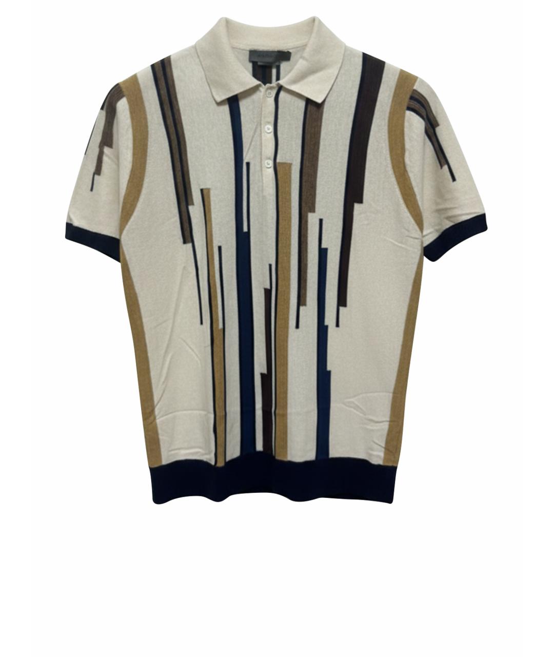 CORNELIANI Бежевое хлопковое поло с коротким рукавом, фото 1