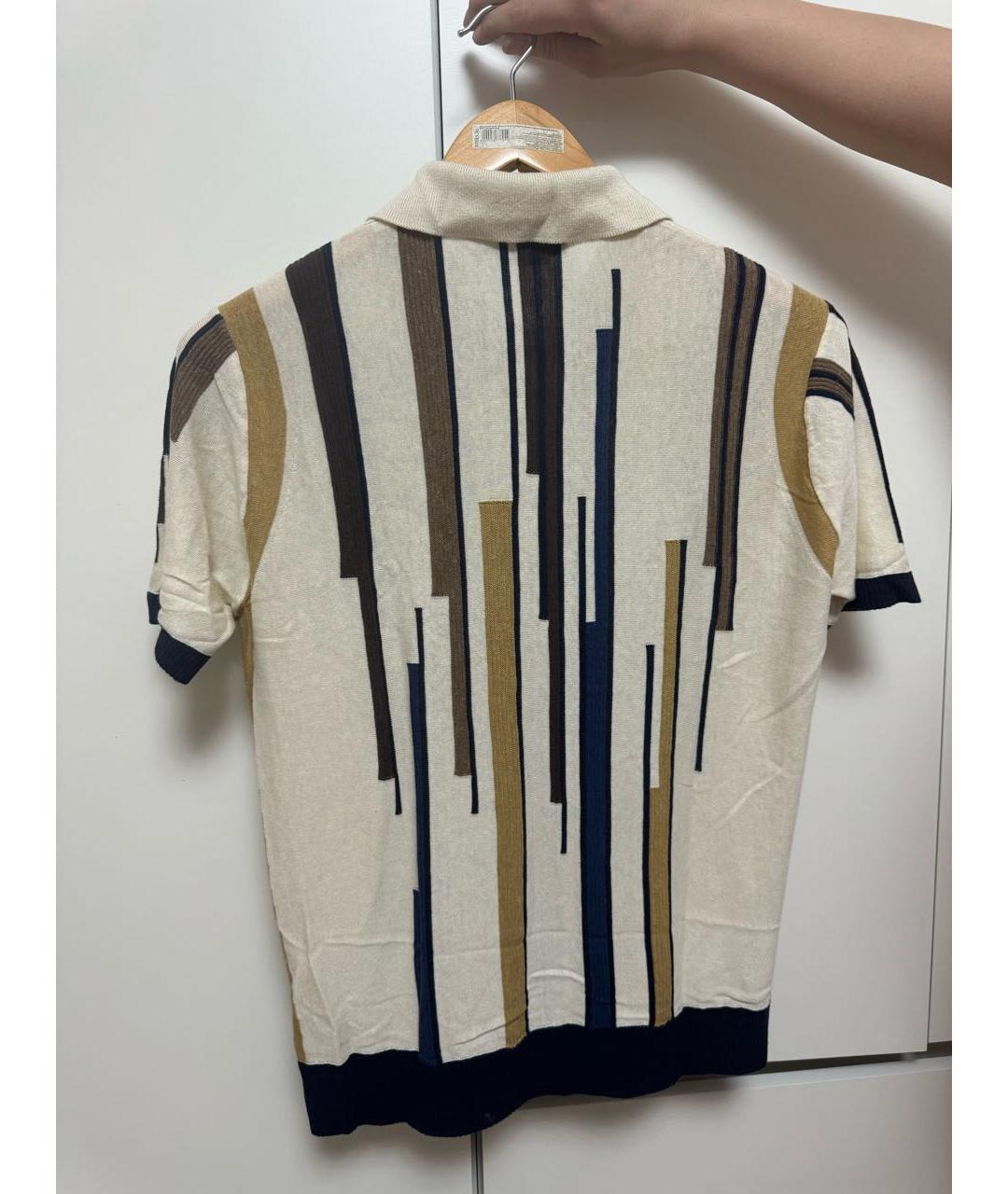 CORNELIANI Бежевое хлопковое поло с коротким рукавом, фото 2