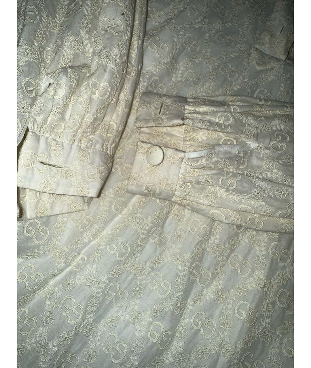 GUCCI Бежевое кружевное повседневное платье, фото 3