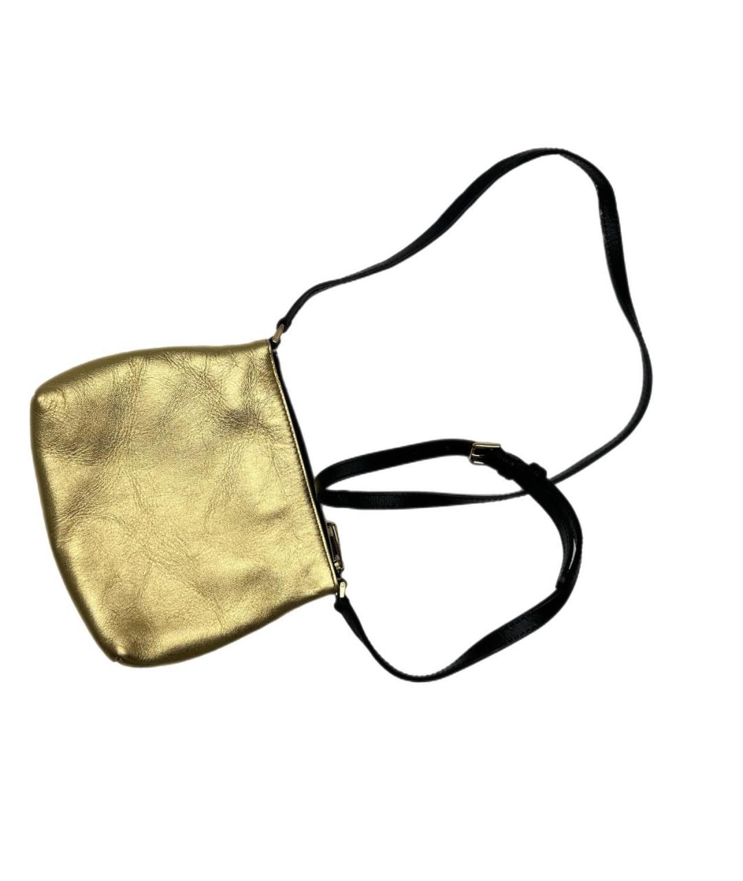 DOLCE&GABBANA Золотая кожаная сумка через плечо, фото 3