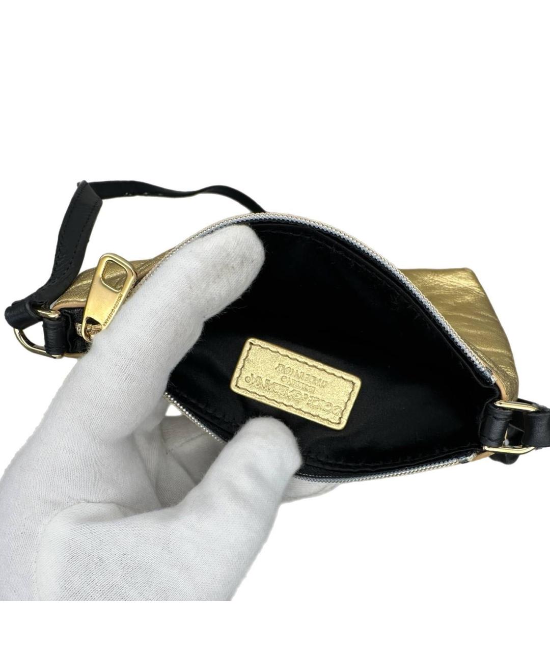 DOLCE&GABBANA Золотая кожаная сумка через плечо, фото 2