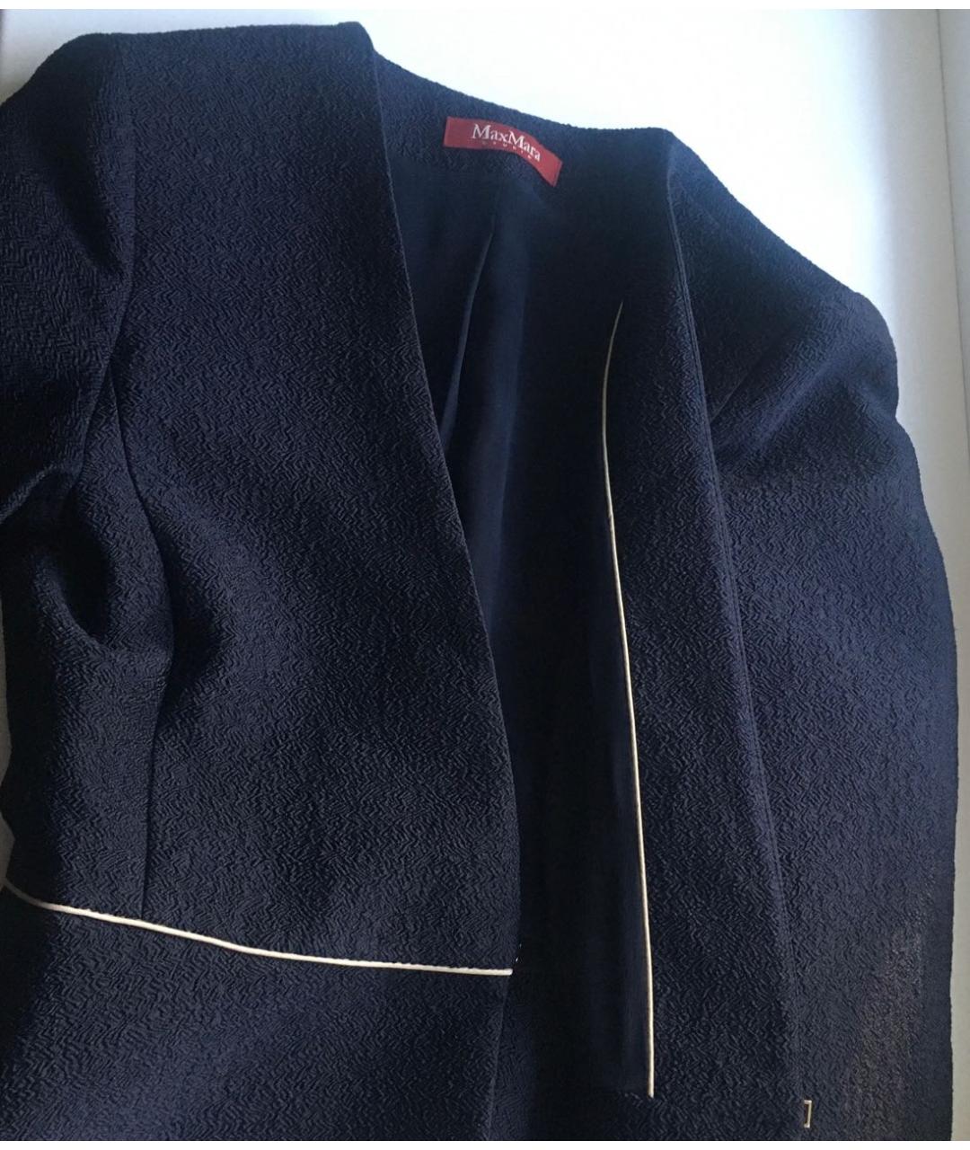 MAX MARA STUDIO Темно-синий шелковый жакет/пиджак, фото 3