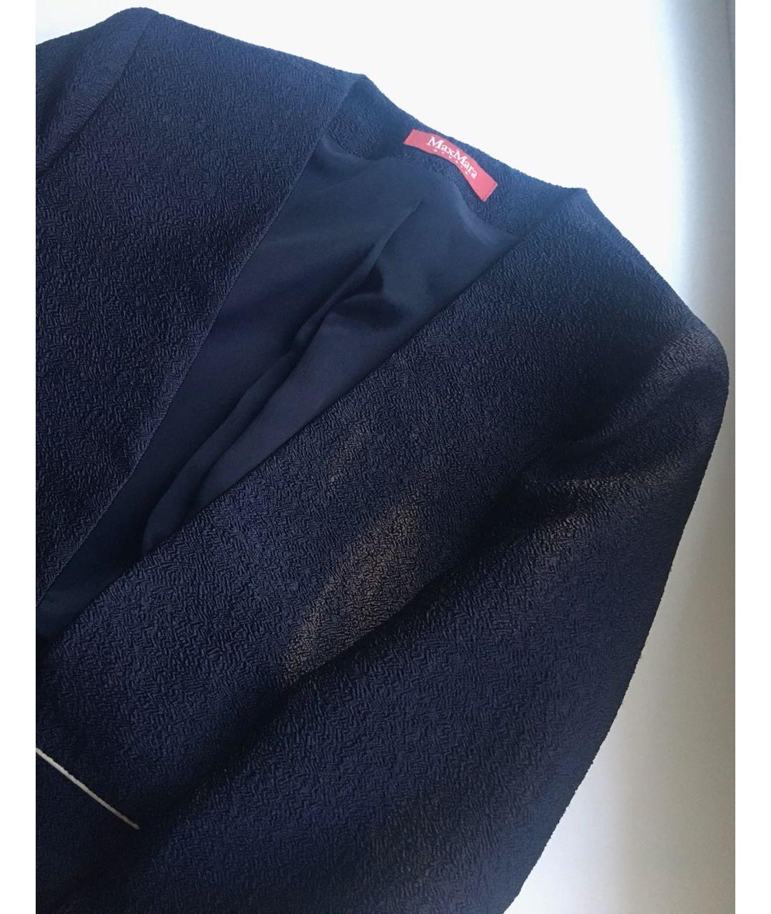 MAX MARA STUDIO Темно-синий шелковый жакет/пиджак, фото 2