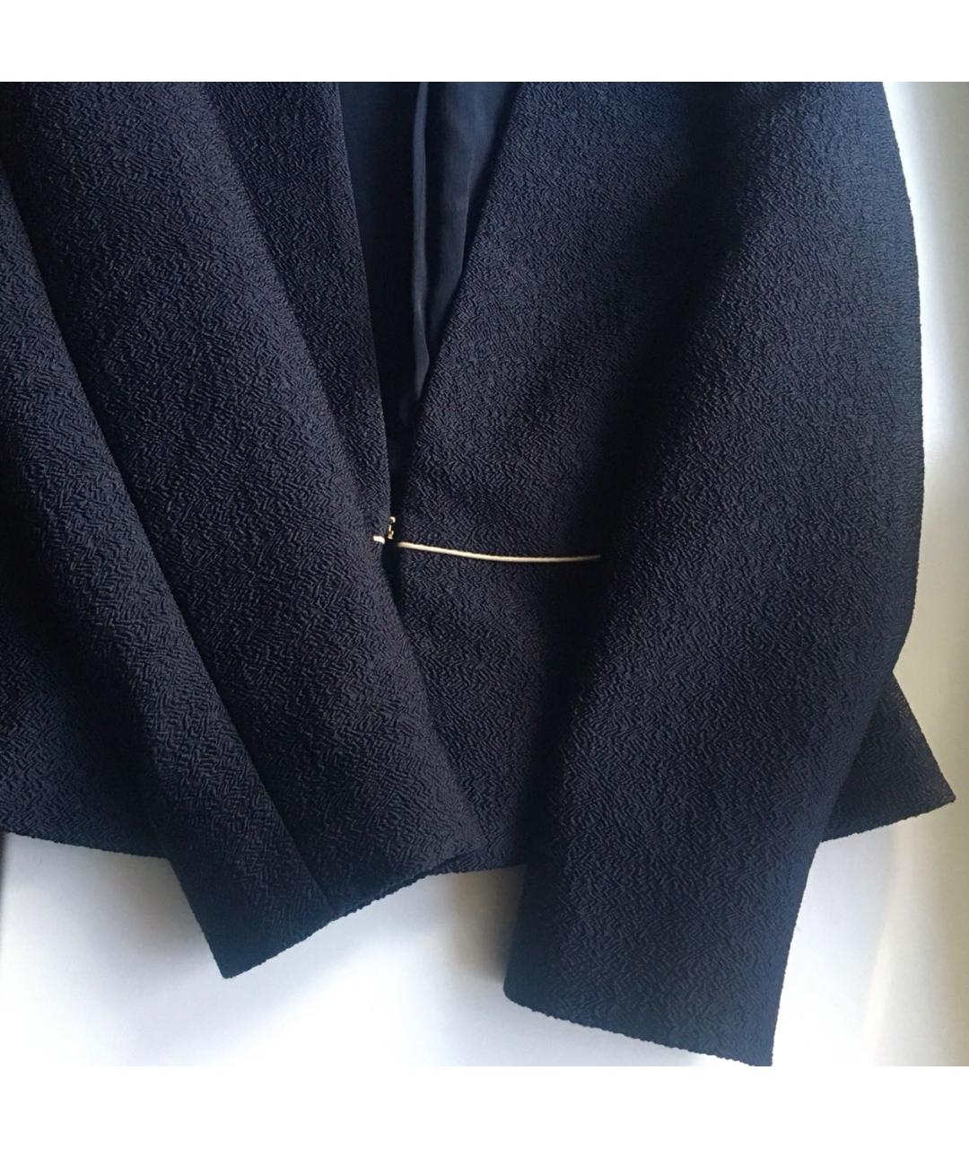 MAX MARA STUDIO Темно-синий шелковый жакет/пиджак, фото 4