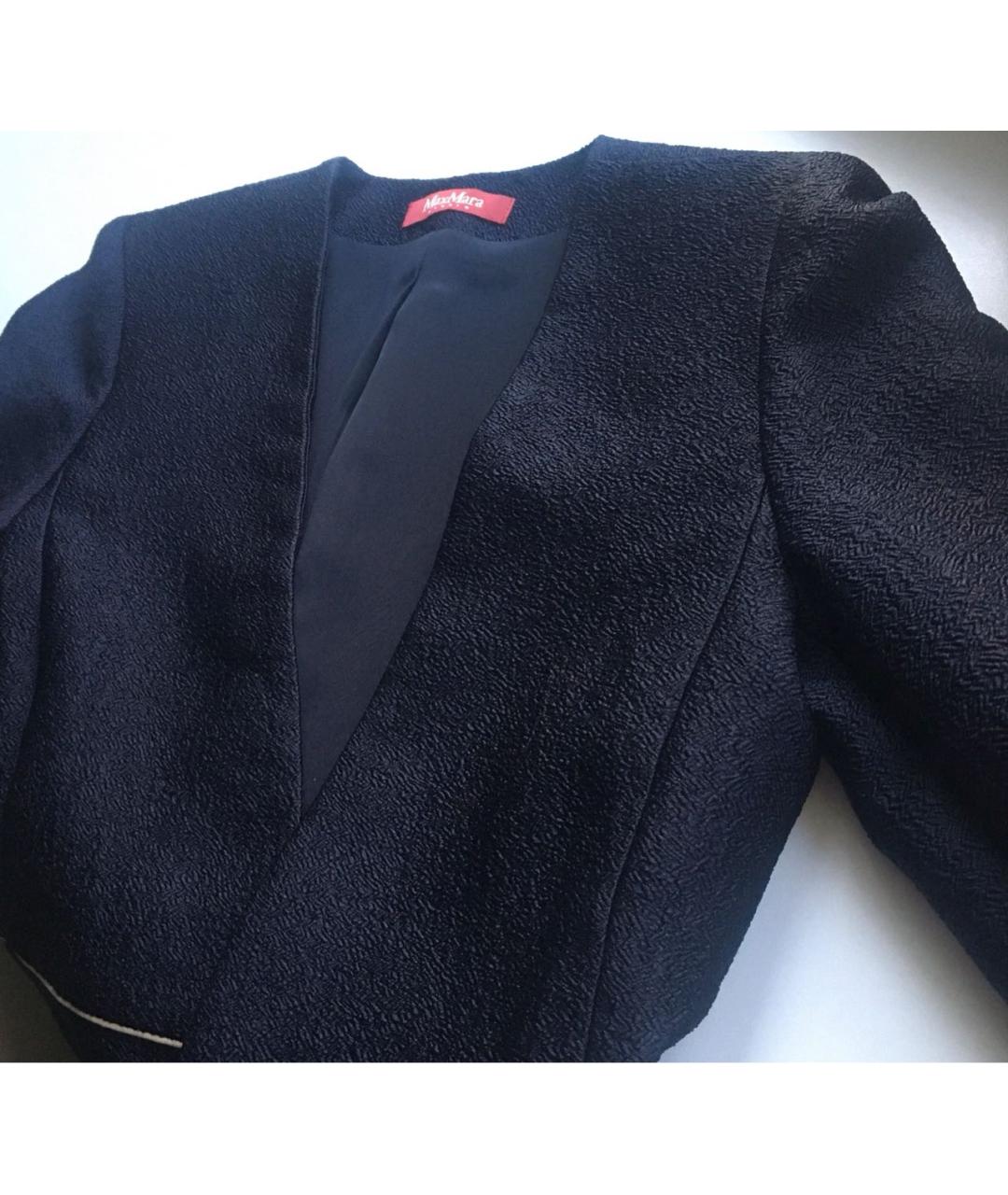 MAX MARA STUDIO Темно-синий шелковый жакет/пиджак, фото 7