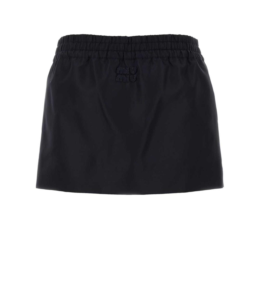 MIU MIU Темно-синяя полиамидовая юбка мини, фото 2