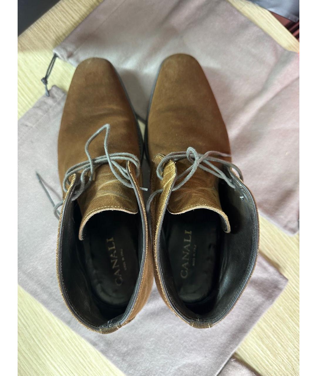 CANALI Коричневые замшевые высокие ботинки, фото 3