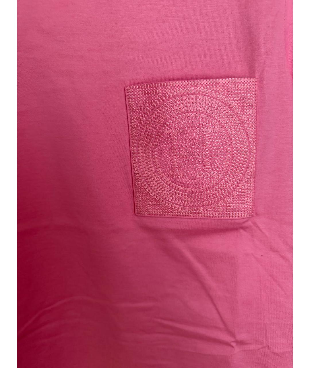 HERMES Розовая хлопковая футболка, фото 4