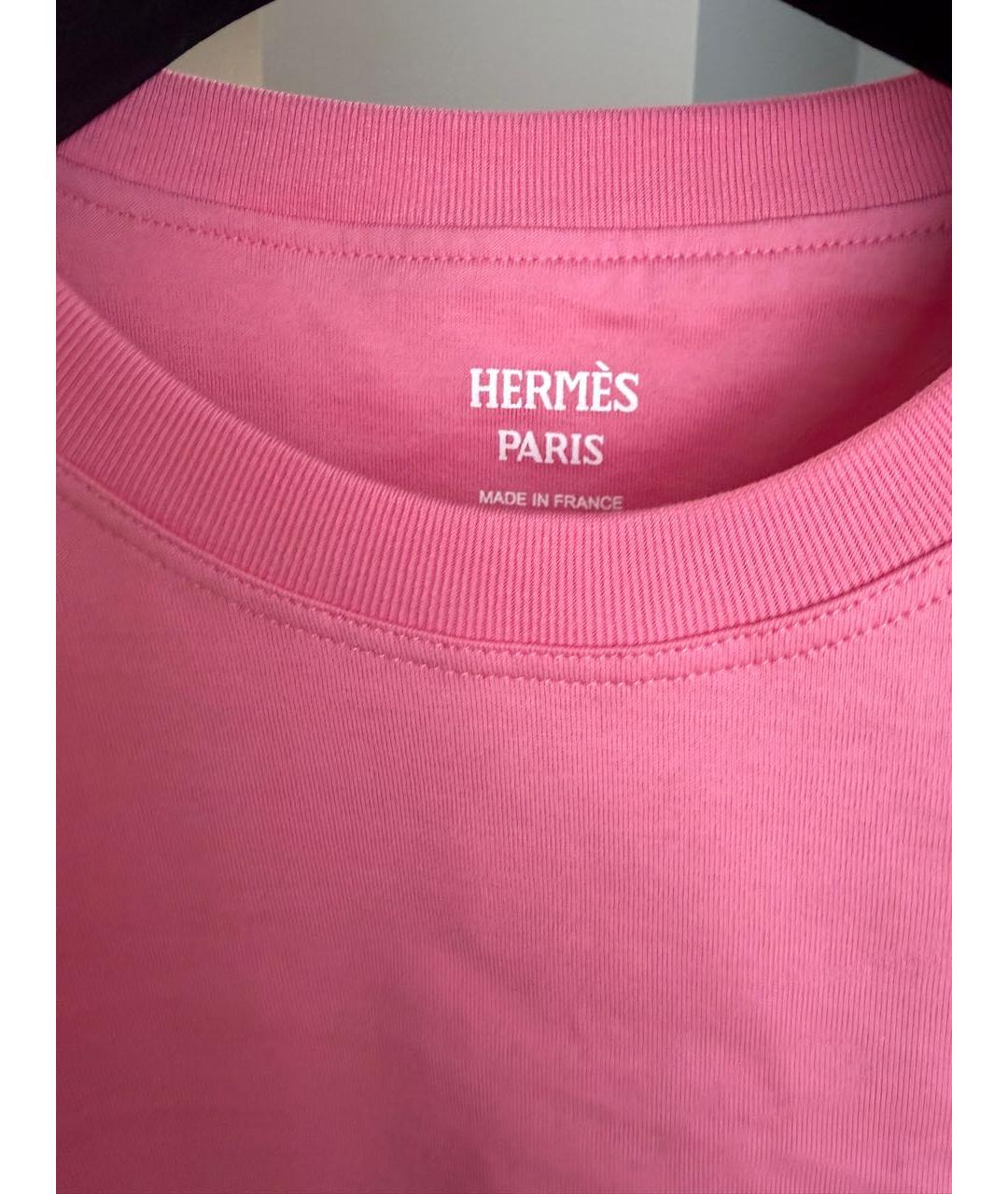 HERMES Розовая хлопковая футболка, фото 3