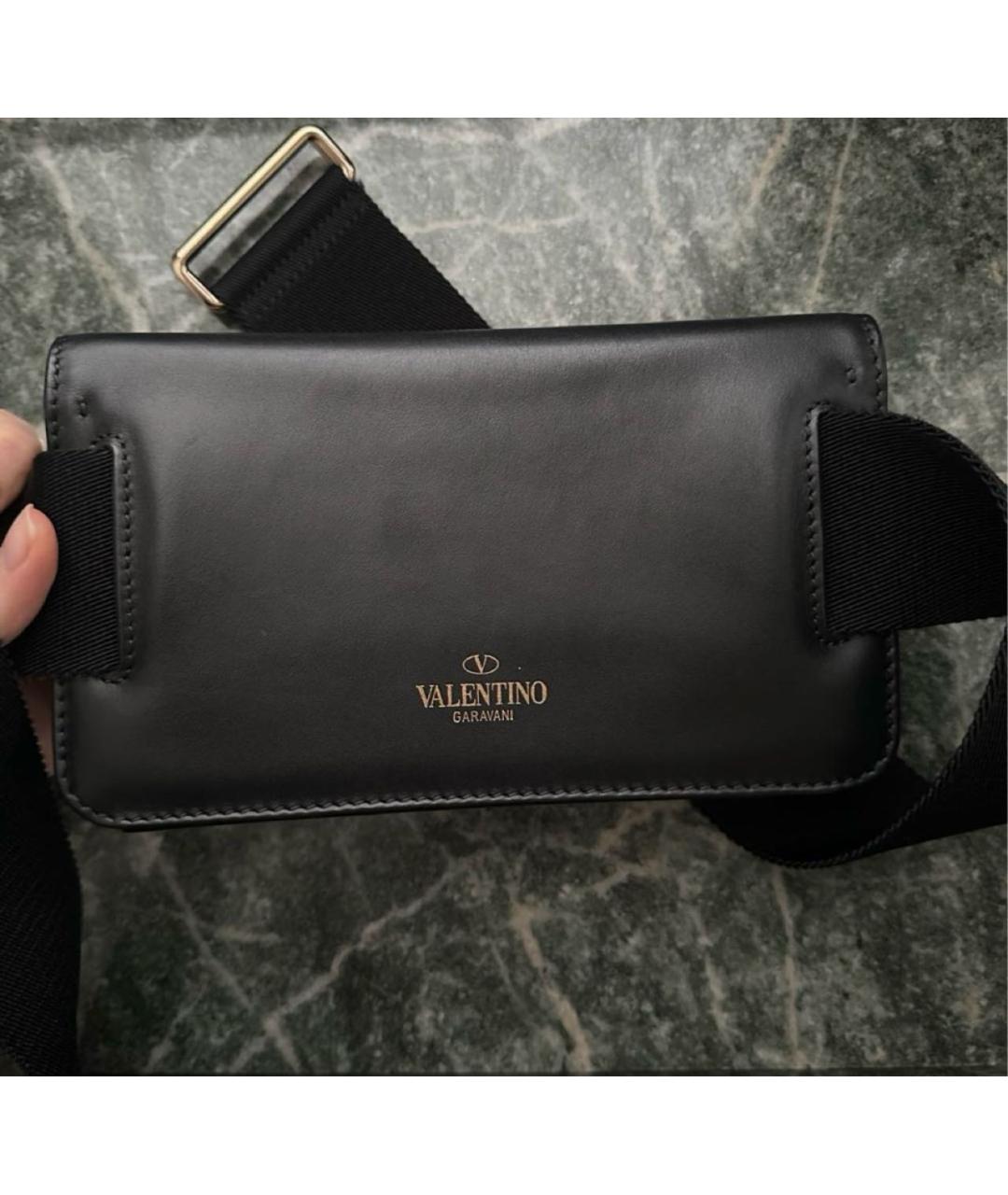 VALENTINO Черная кожаная поясная сумка, фото 3