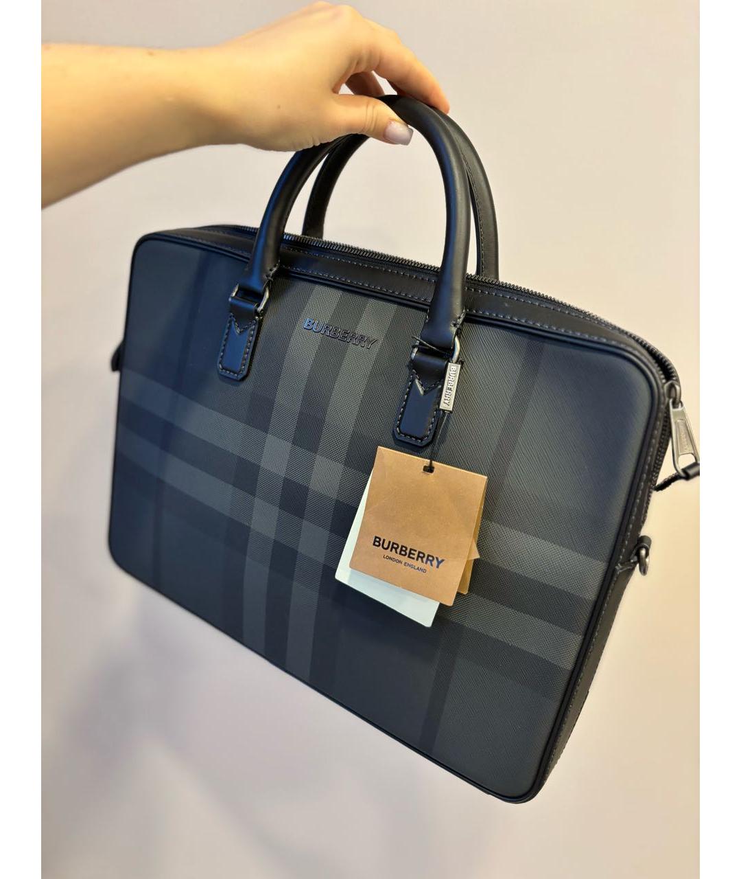 BURBERRY Черный кожаный портфель, фото 4