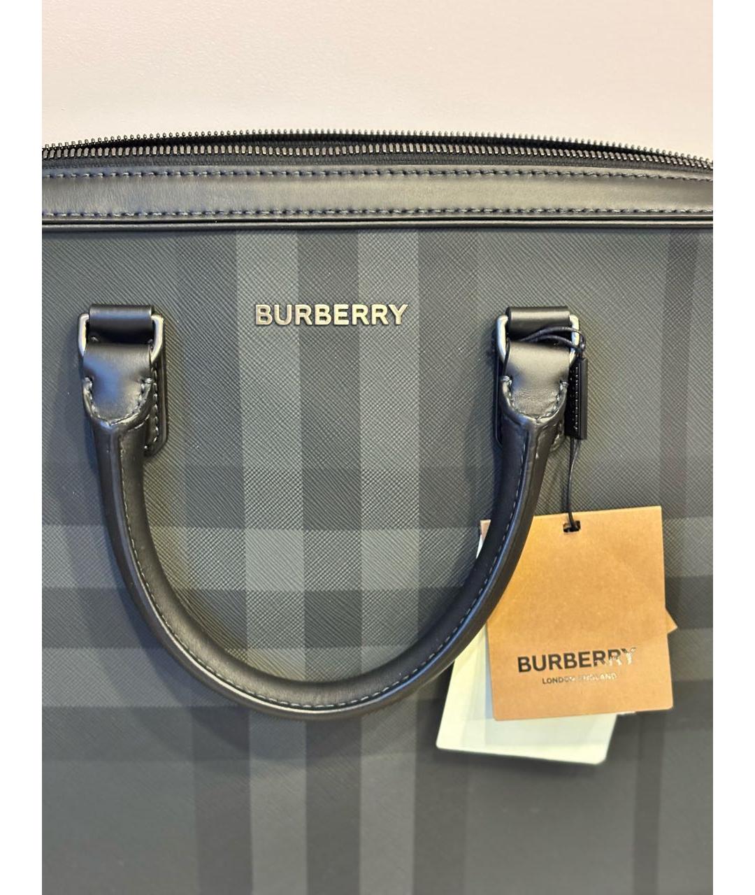 BURBERRY Черный кожаный портфель, фото 7