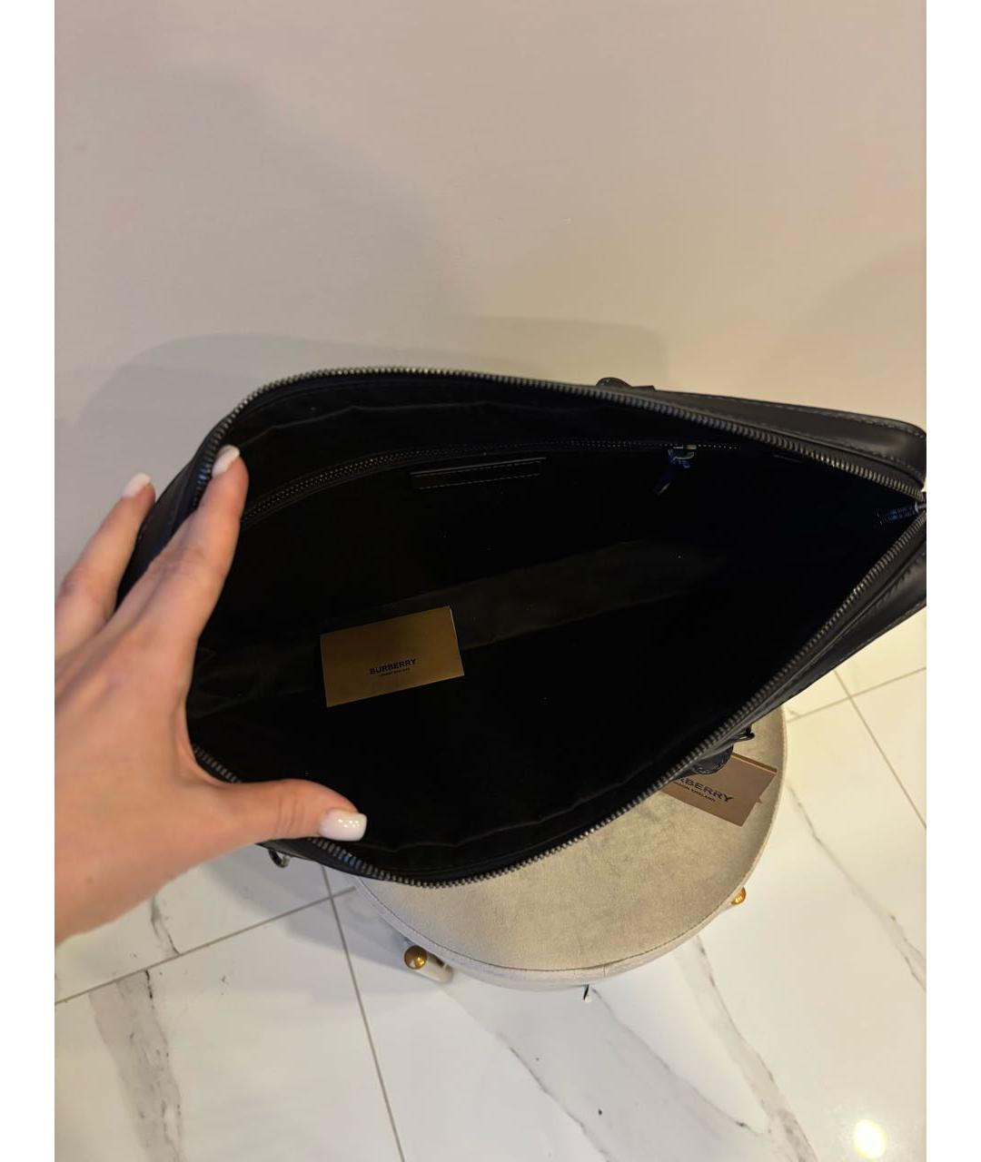BURBERRY Черный кожаный портфель, фото 6