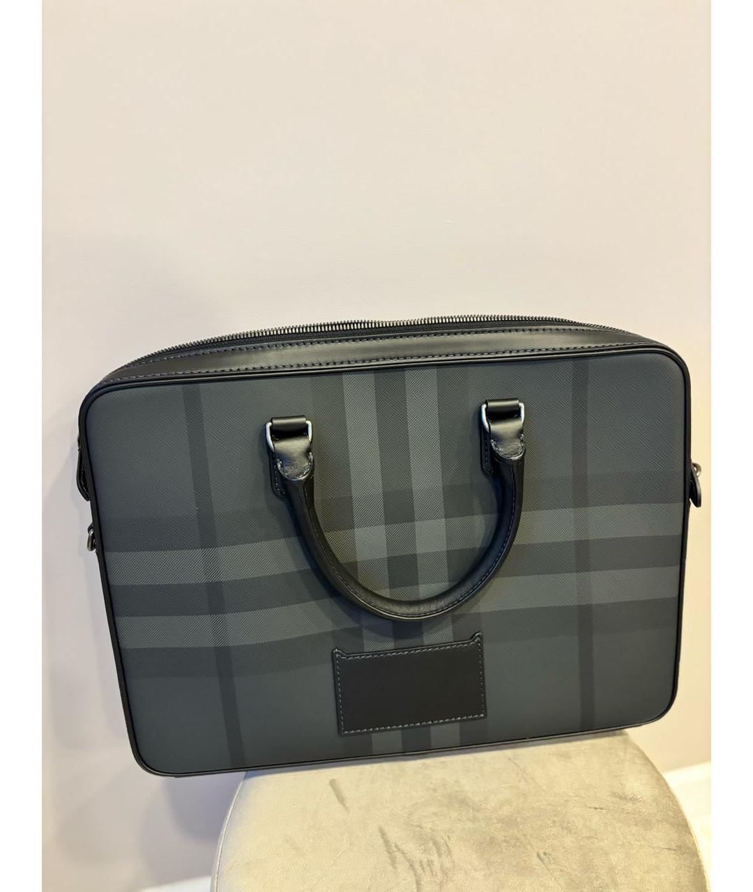 BURBERRY Черный кожаный портфель, фото 5