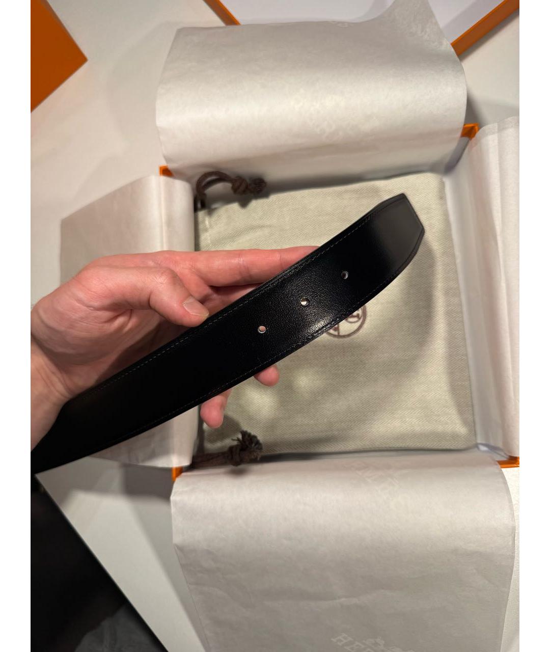 HERMES Черный кожаный ремень, фото 4