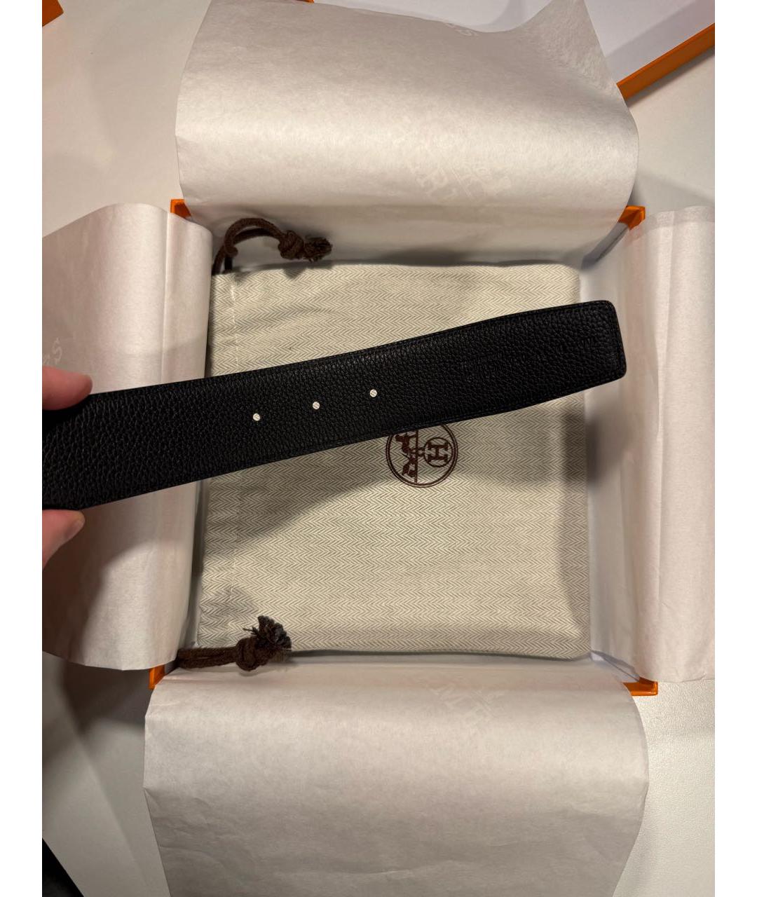 HERMES Черный кожаный ремень, фото 5