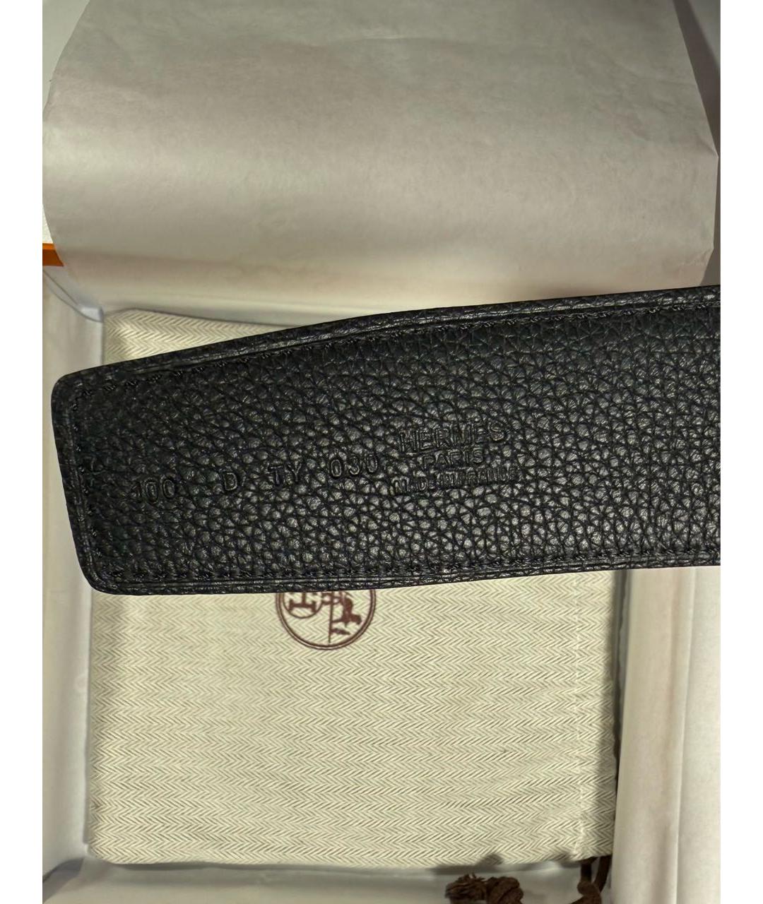 HERMES Черный кожаный ремень, фото 2