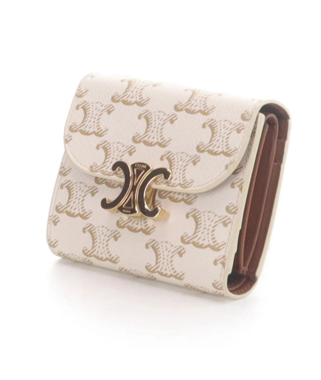 CELINE Бежевый кожаный кошелек, фото 2