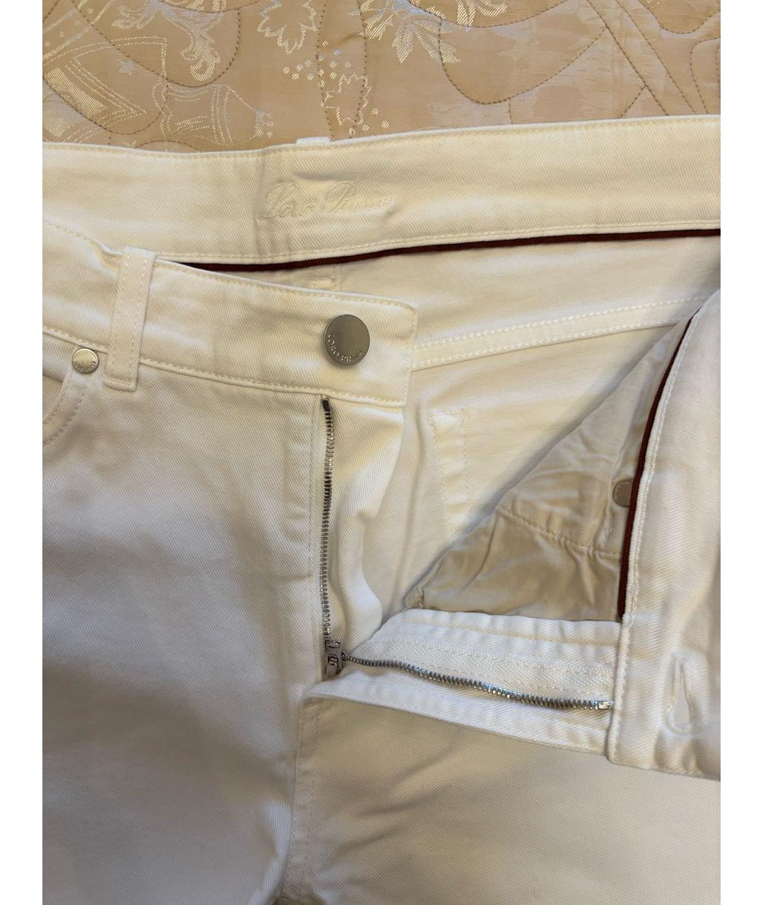 LORO PIANA Белые хлопковые брюки узкие, фото 3
