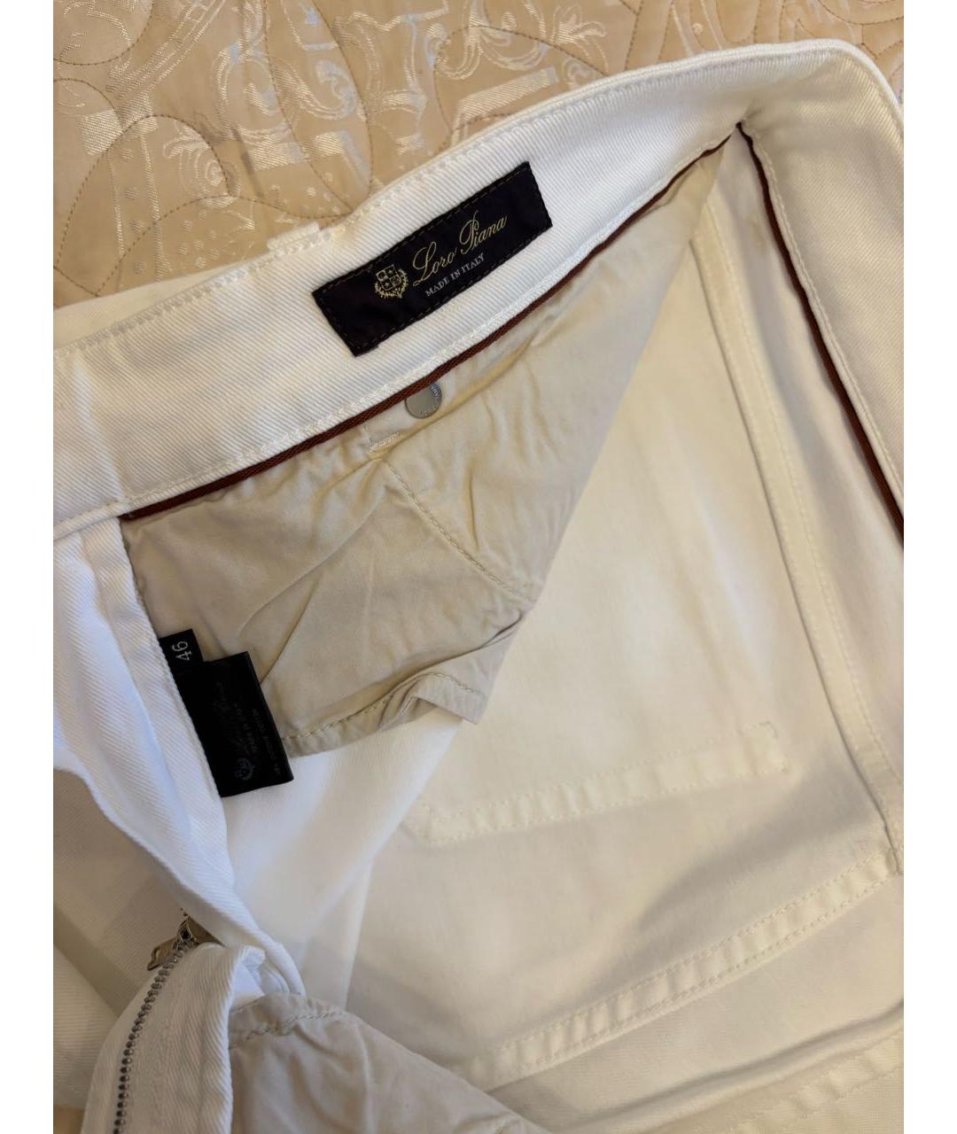 LORO PIANA Белые хлопковые брюки узкие, фото 4