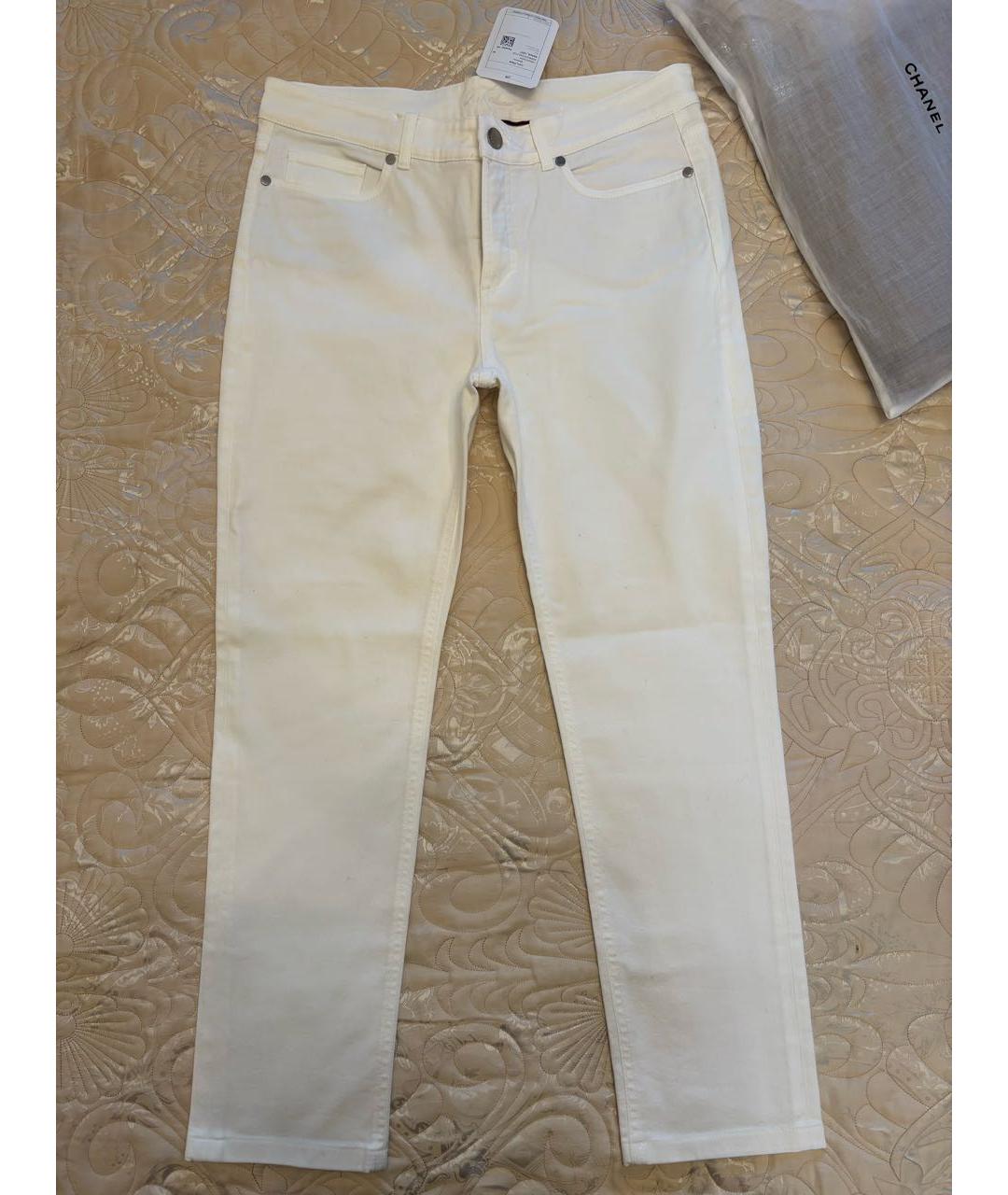 LORO PIANA Белые хлопковые брюки узкие, фото 5