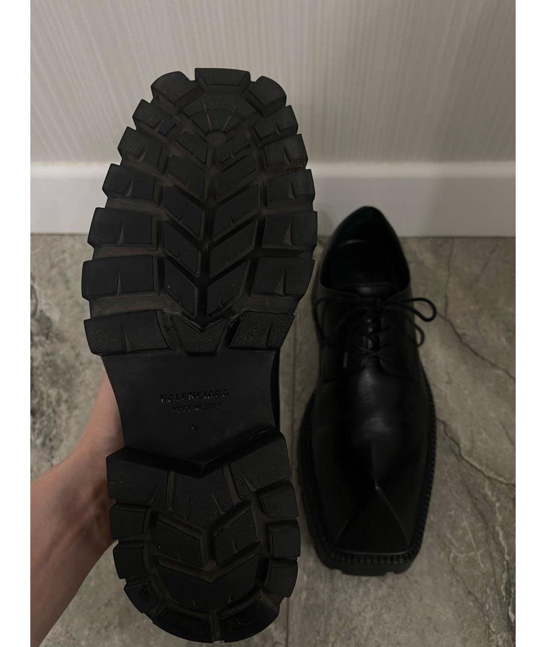 BALENCIAGA Черные кожаные низкие ботинки, фото 5