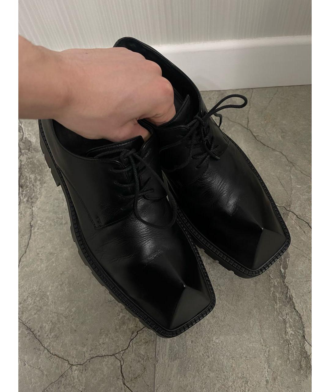 BALENCIAGA Черные кожаные низкие ботинки, фото 2