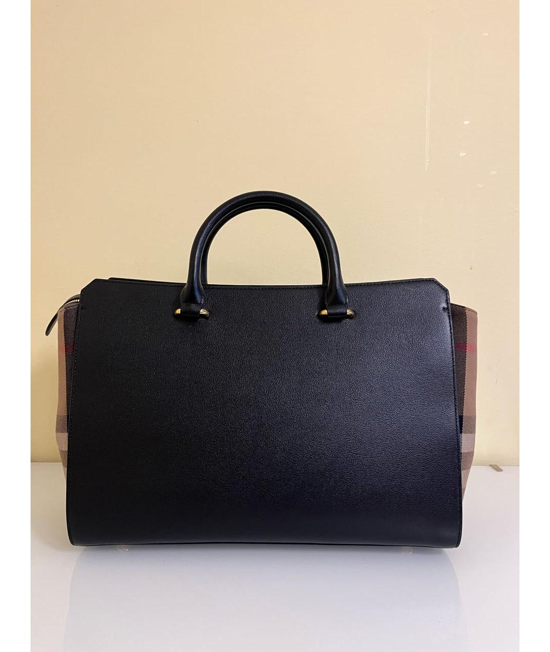 BURBERRY Черная кожаная сумка с короткими ручками, фото 3