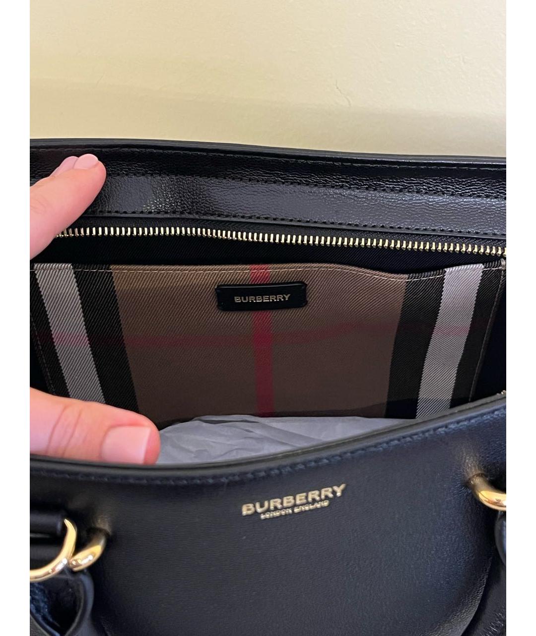 BURBERRY Черная кожаная сумка с короткими ручками, фото 4