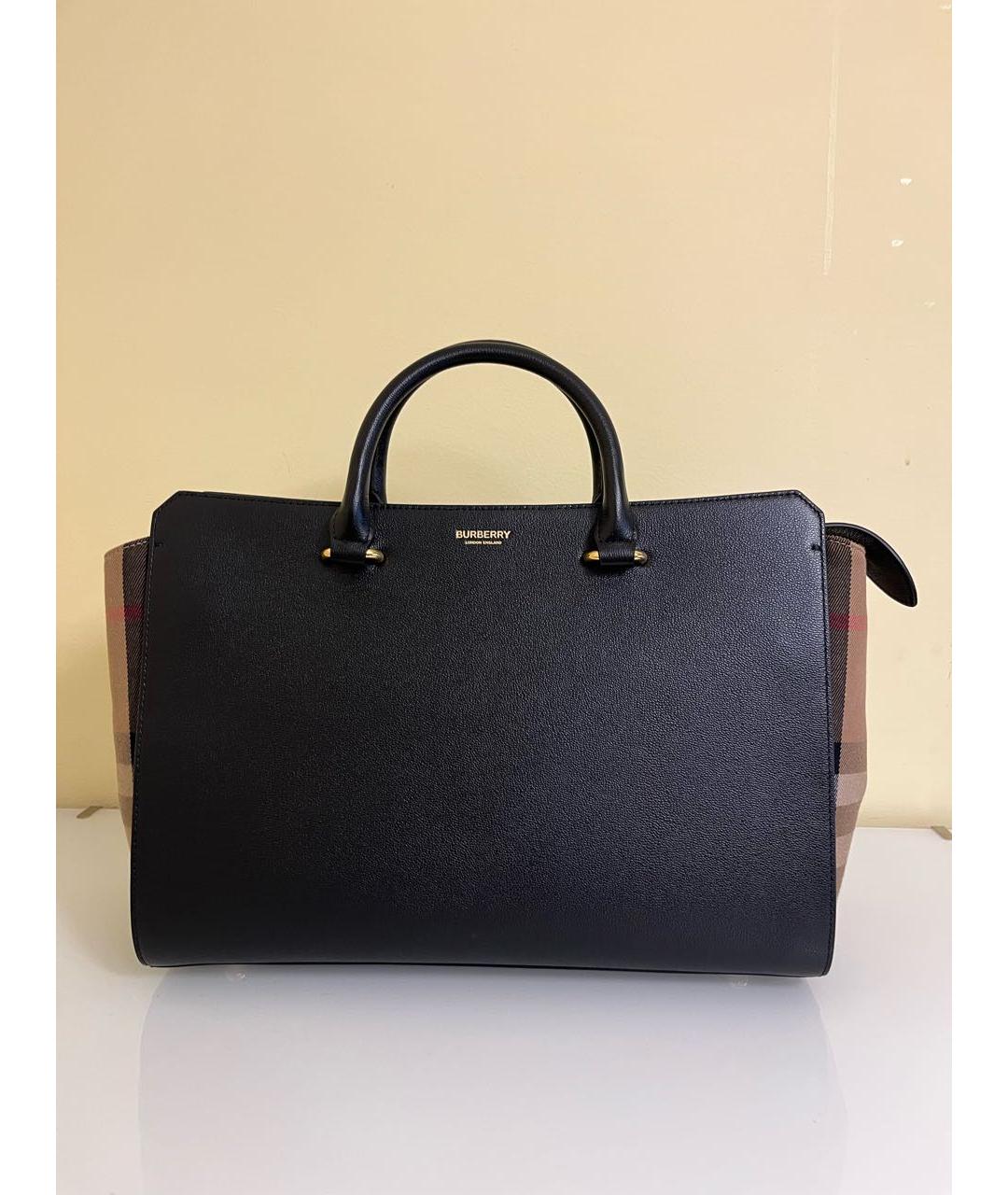 BURBERRY Черная кожаная сумка с короткими ручками, фото 8